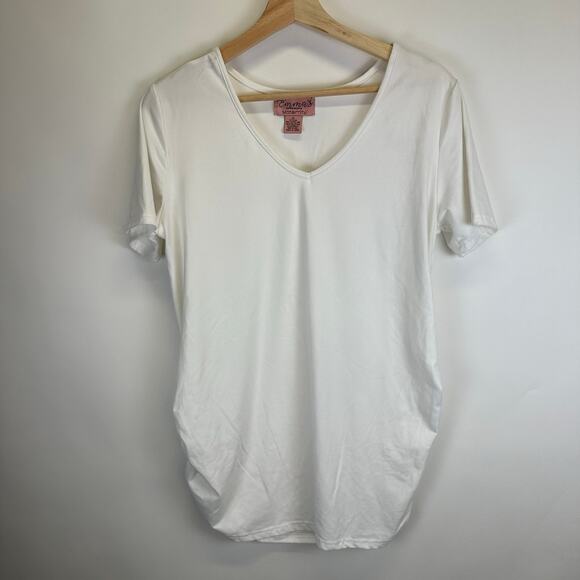 NWT Emmas Expressions Black and White V Neck Short Sleeve Maternity Tops XL - Picture 7 of 9